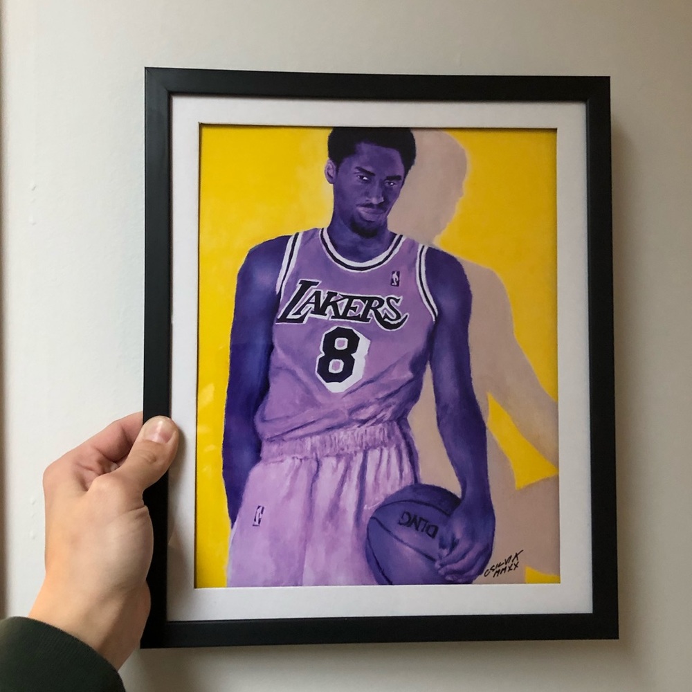 8.5x11 framed print of my painting of Kobe Bryant